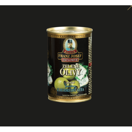Franz Josef Kaiser-Masline verzi umplute cu pasta de branza albastra in saramura 300g