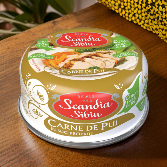 Scandia Sibiu- Carne de pui in suc propriu 300g