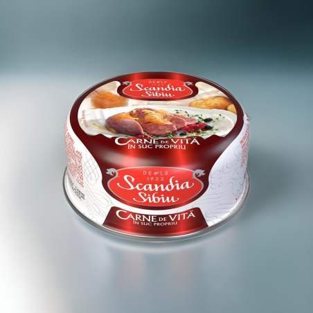Scandia Sibiu- Carne de vita in suc propriu 300g