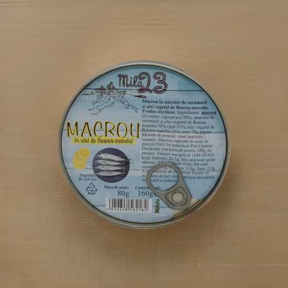 Mila 23- Macrou in ulei de floarea-soarelui 160g