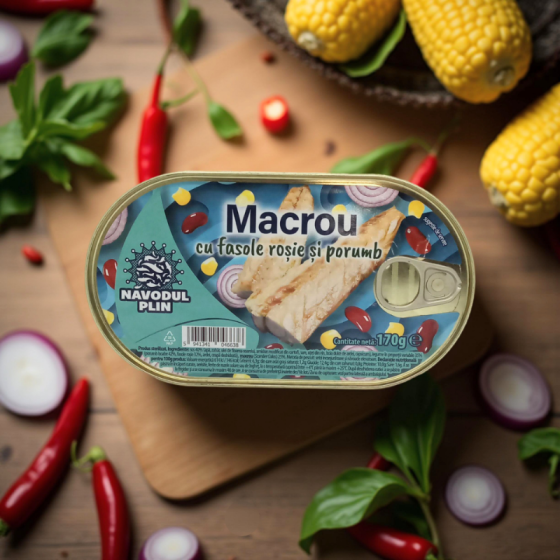 Navodul Plin-Macrou cu fasole roșie și porumb 170g