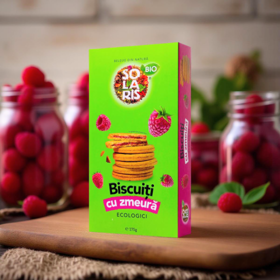 Solaris- Biscuiți cu zmeura 175g