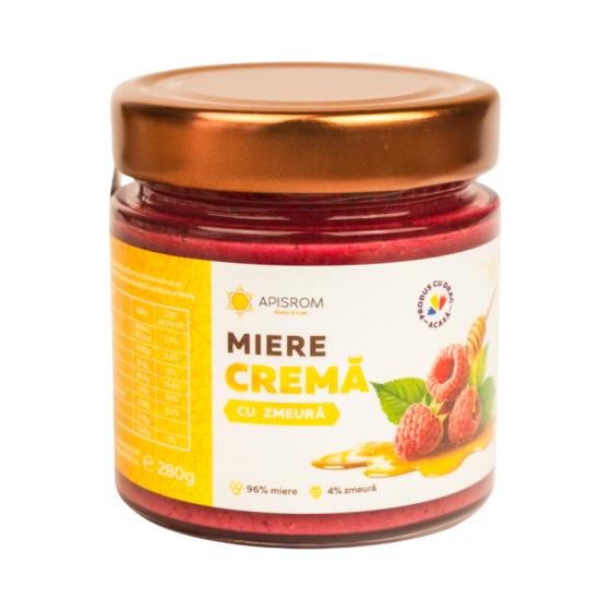 Apisrom- Miere crema cu zmeura 280g