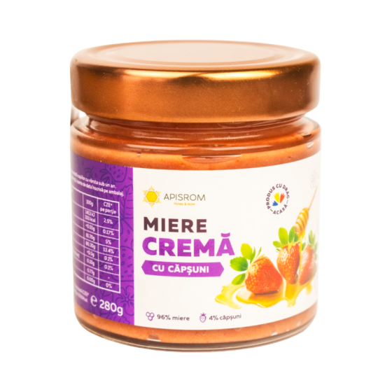 Apisrom-Miere crema cu capsuni 280g