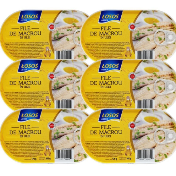 Pachet 6x Losos- File de macrou in ulei 170g