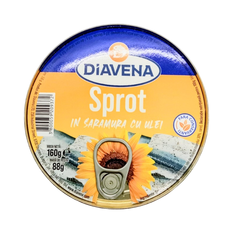 Diavena- Sprot in saramura cu ulei 160g Diavena- Sprot in saramura cu ulei 160g