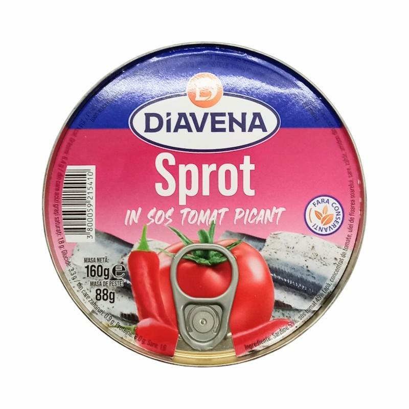 Diavena- Sprot in sos tomat picant 160g