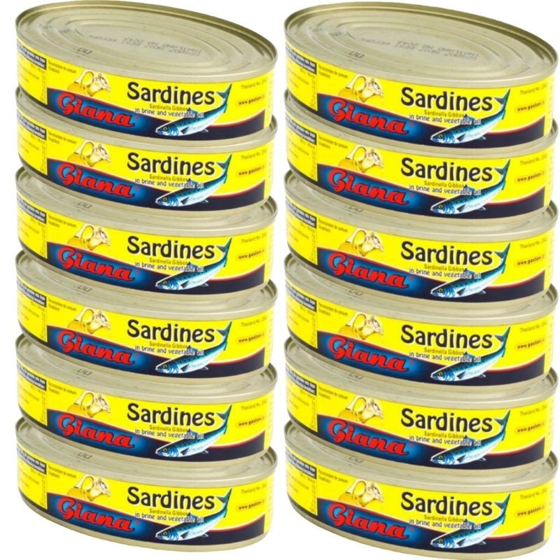 Pachet 12x Giana- Sardine in suc propriu și ulei vegetal 215g Pachet 12x Giana- Sardine in suc propriu și ulei vegetal 215g